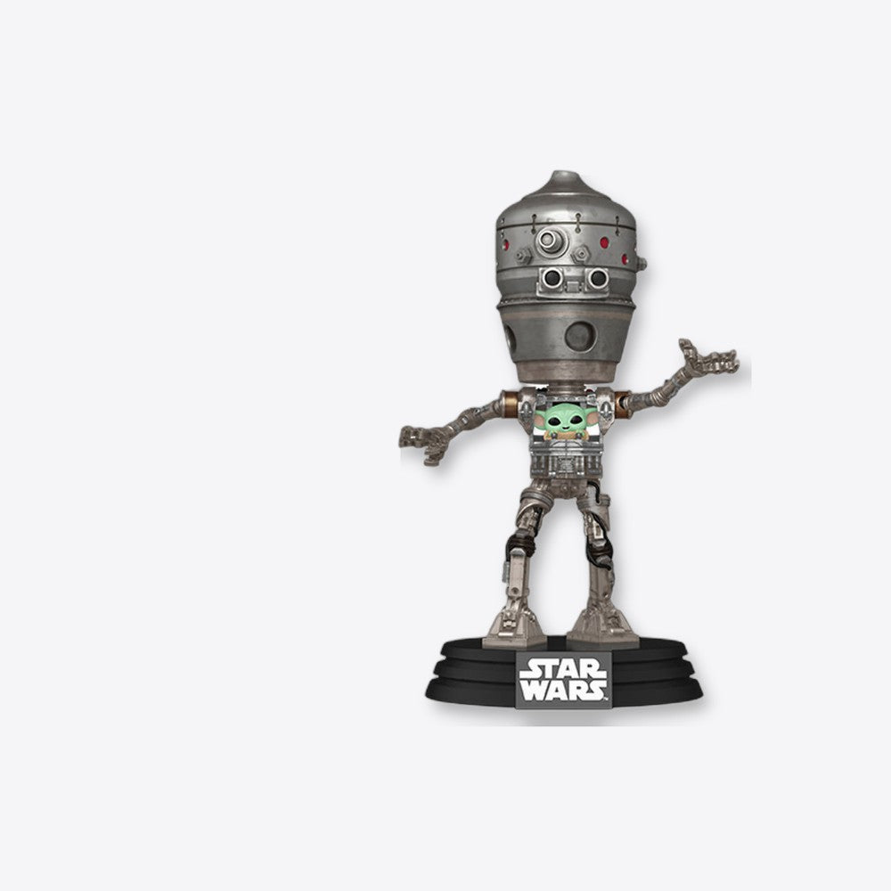 Funko Figura POP Deluxe Star Wars The Mandalorian IG-12 with Grogu (imagen 5 de 6)