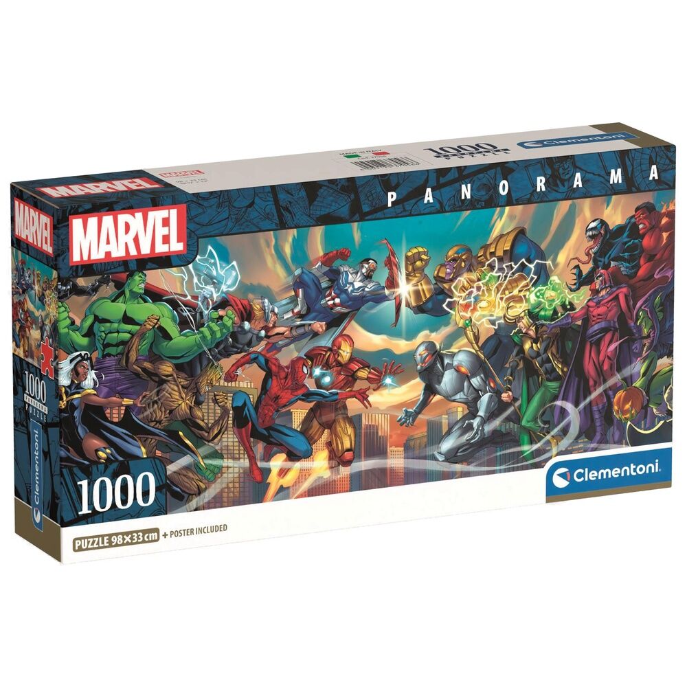 Marvel Puzzle Panorama 1000 Piezas - Héroes vs Villanos