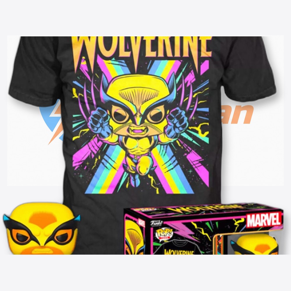 Funko Set figura POP & Tee Marvel Wolverine Black Light (imagen 5 de 6)