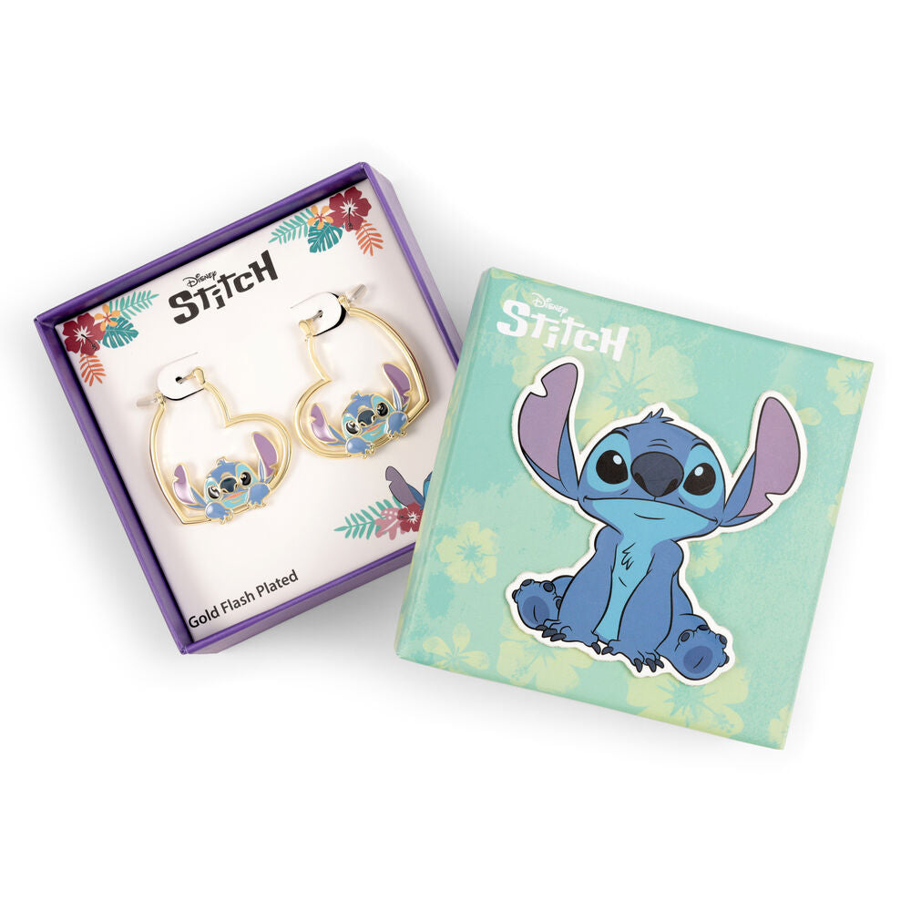 Disney Pendientes Stitch Love Plata Licencia Oficial