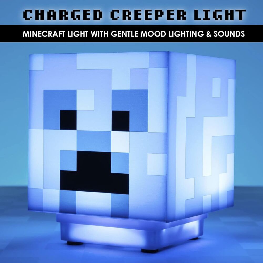 Lámpara 3D Sonido Charged Creeper Minecraft Oficial