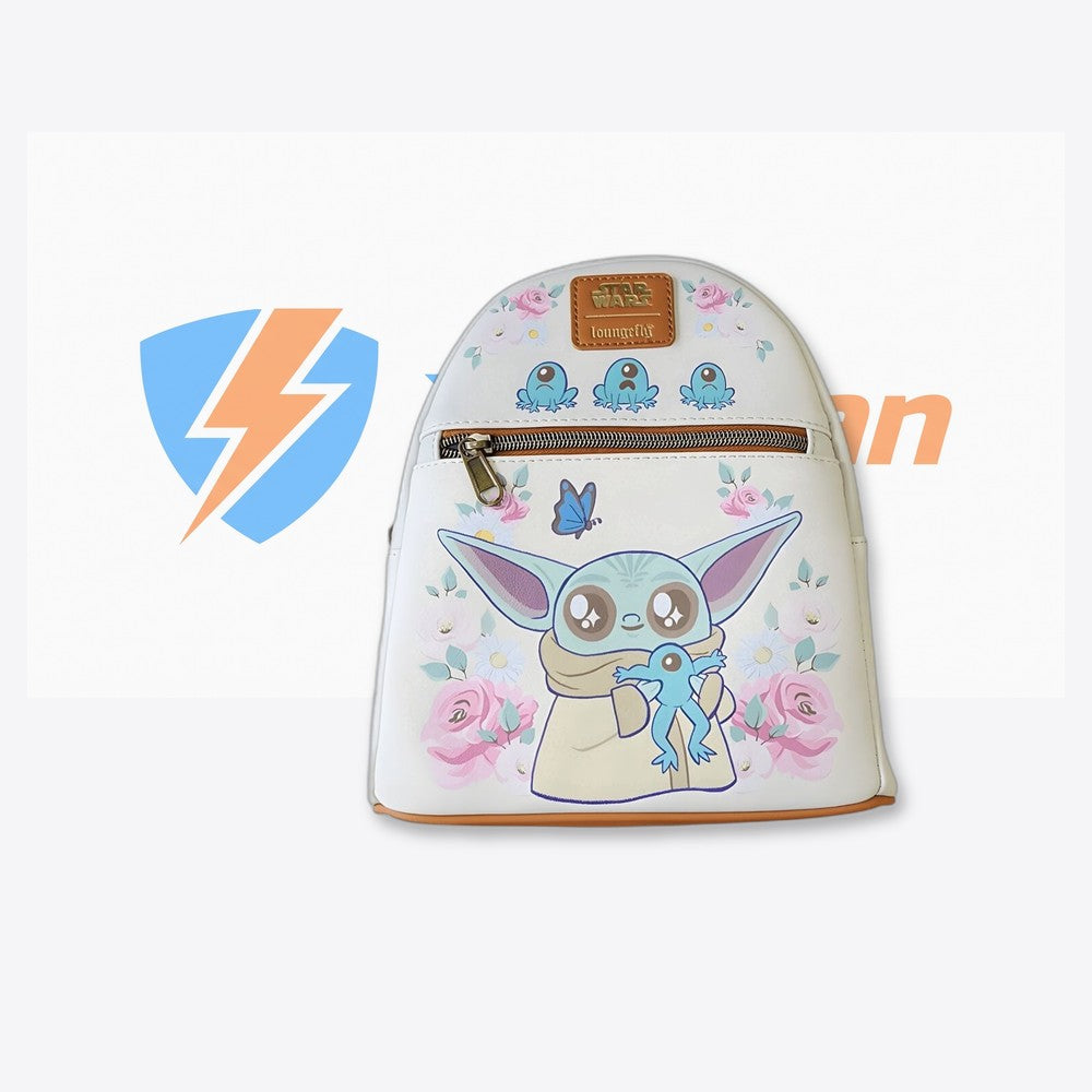 Lf | Lounfefly Mochila Lucas Grogu With Frogs Brown Trim Star Wars Loungefly 26cm (imagen 4 de 6)