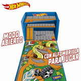 Caja organizadora de coches con pista y area de juego Hot Wheels