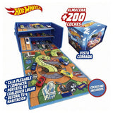 Caja organizadora de coches con pista y area de juego Hot Wheels